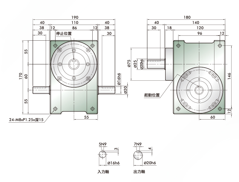 心軸型分割器 60DS 外型線圖